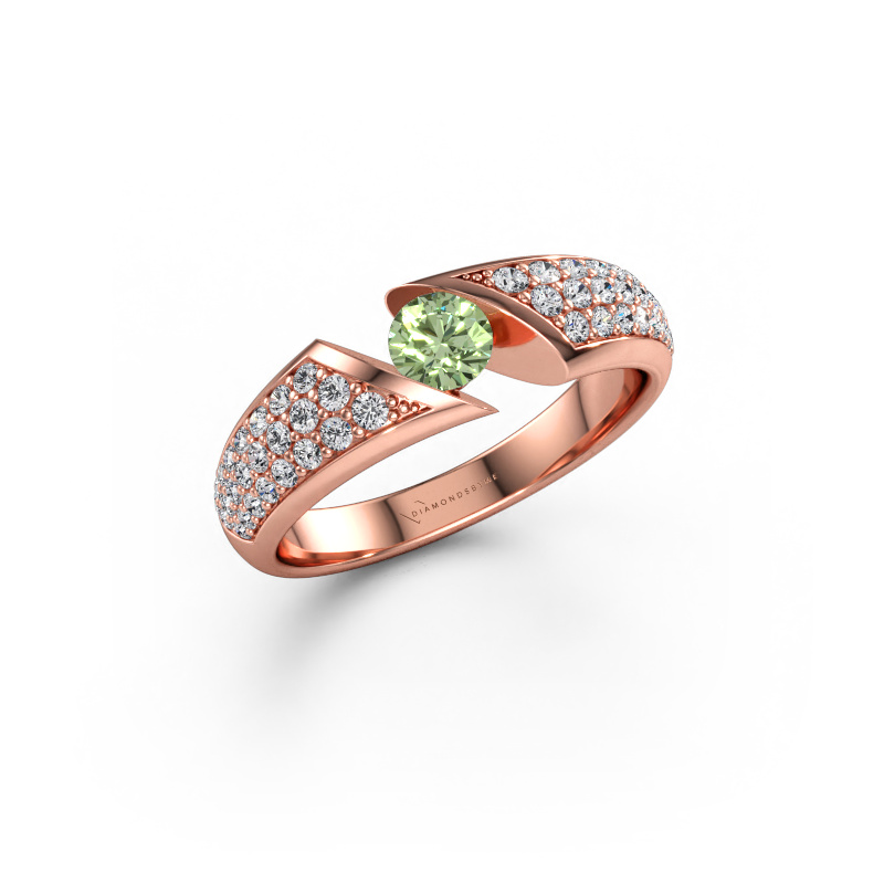Bild av Förlovningsring Hojalien 3 585 roséguld Grön labbodlad diamant 4.2 mm