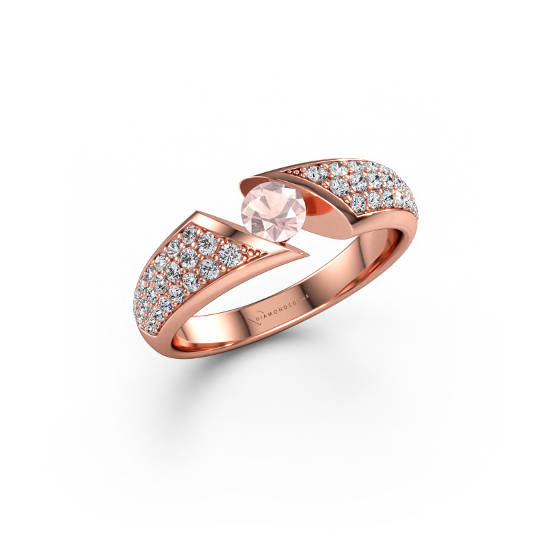 Immagine di Anello di fidanzamento Hojalien 3 585 oro rosa Morganite champagne 4.2 mm