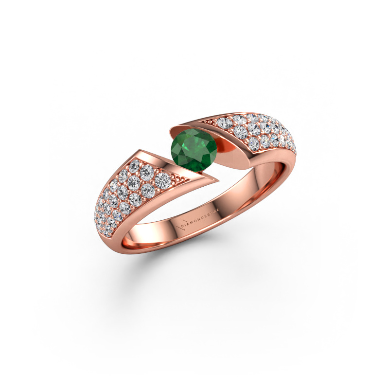 Immagine di Anello di fidanzamento Hojalien 3 585 oro rosa Smeraldo 4.2 mm