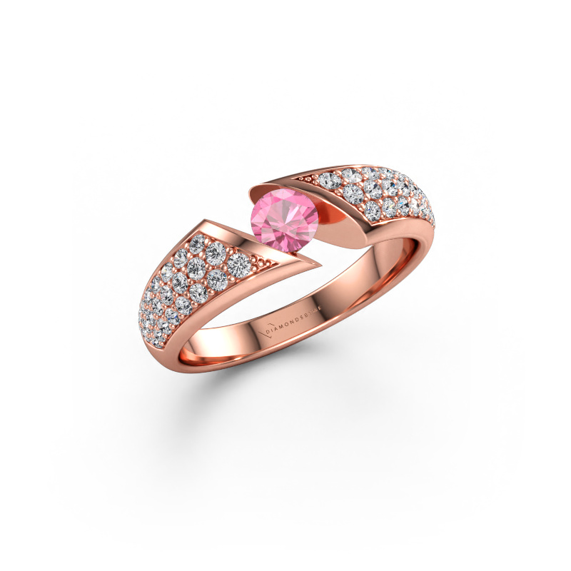 Immagine di Anello di fidanzamento Hojalien 3 585 oro rosa Zaffiro rosa 4.2 mm