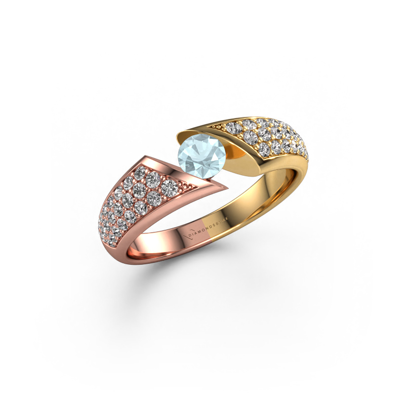 Bild von Verlobungsring Hojalien 3 585 Roségold Aquamarin 4.2 mm