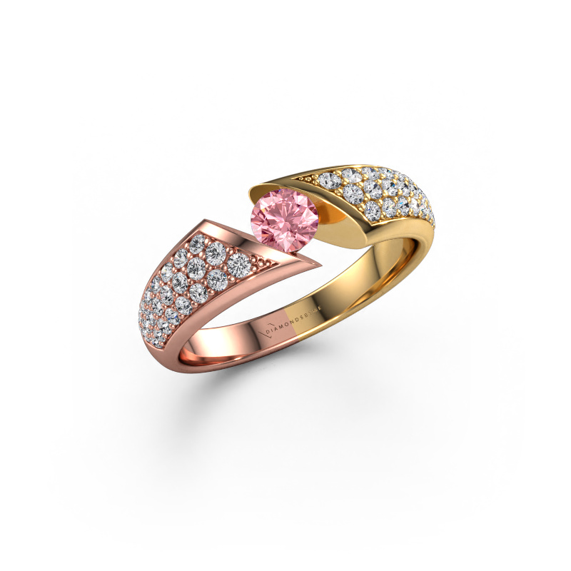 Image of Engagement ring Hojalien 3 585 rose gold Pink lab grown diamond 4.2 mm