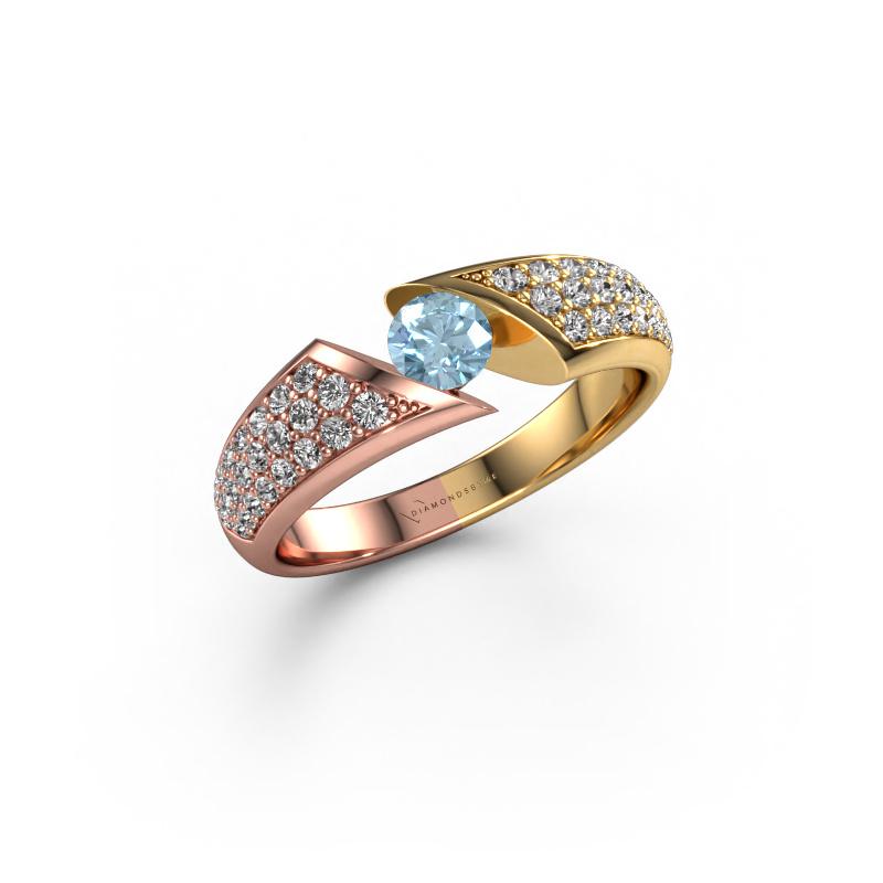 Image of Engagement ring Hojalien 3 585 rose gold Blue lab grown diamond 4.2 mm
