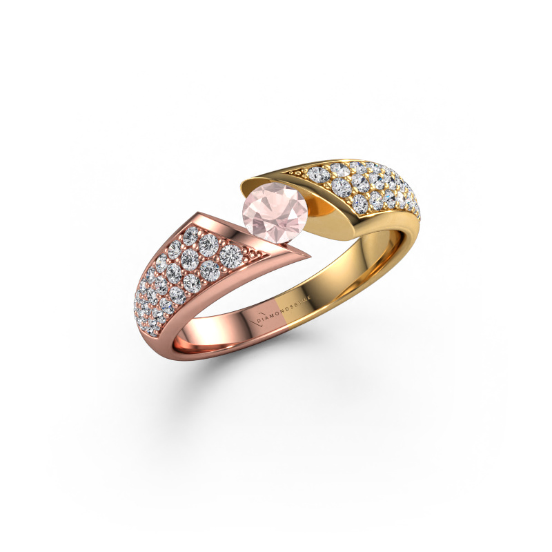 Afbeelding van Verlovingsring Hojalien 3 585 Rosé goud Morganiet champagne 4.2 mm