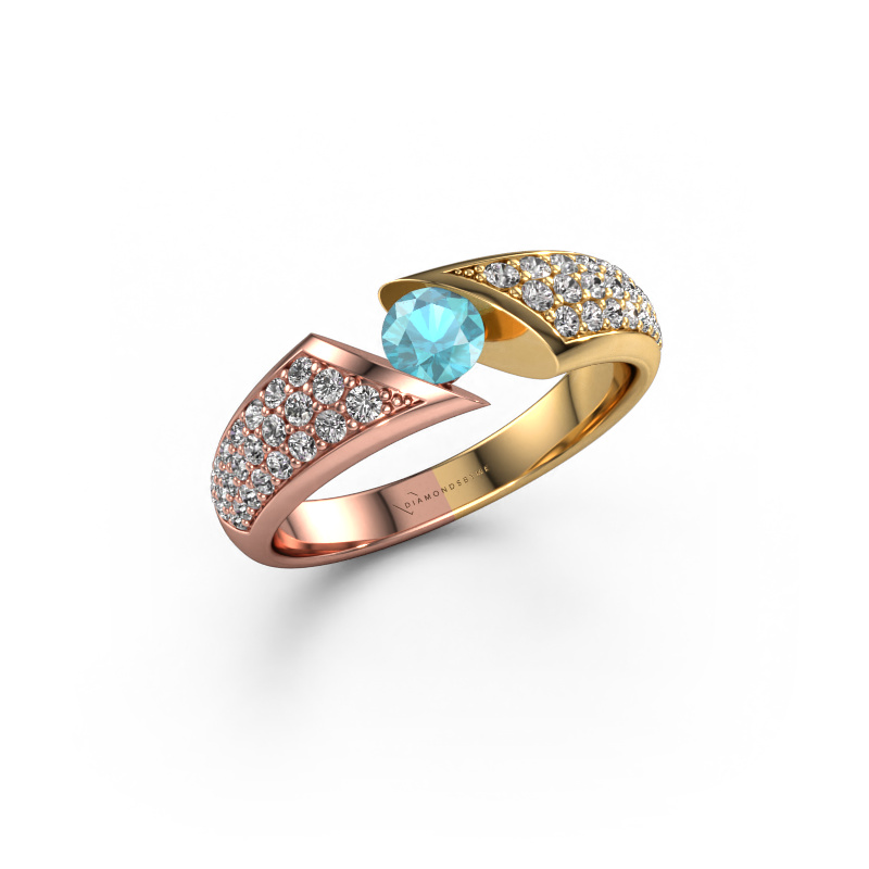 Image of Engagement ring Hojalien 3 585 rose gold Blue topaz 4.2 mm