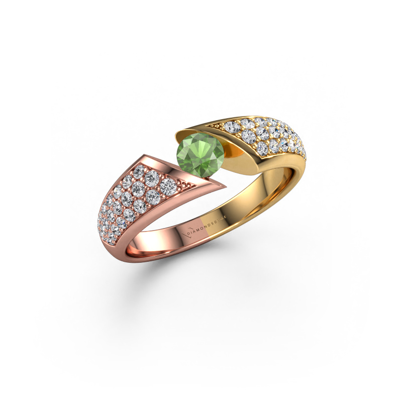 Afbeelding van Verlovingsring Hojalien 3 585 Rosé goud Toermalijn groen 4.2 mm