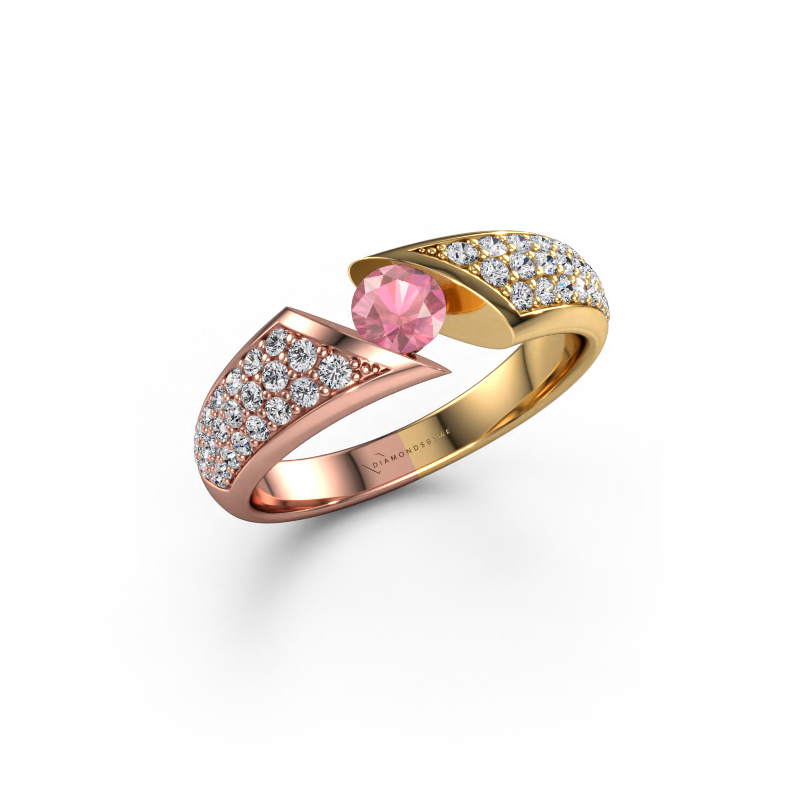 Afbeelding van Verlovingsring Hojalien 3 585 Rosé goud Toermalijn pink 4.2 mm
