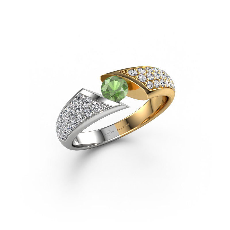 Image de Bague de fiançailles Hojalien 3 585 or blanc Vert tourmaline 4.2 mm