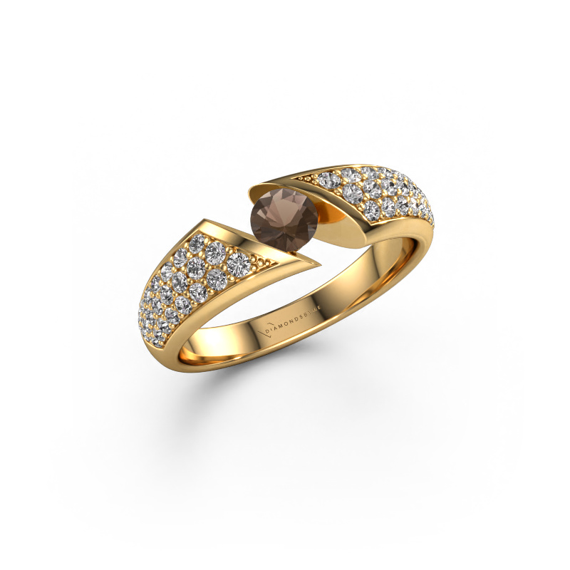 Image of Engagement ring Hojalien 3 585 gold Smokey quartz 4.2 mm
