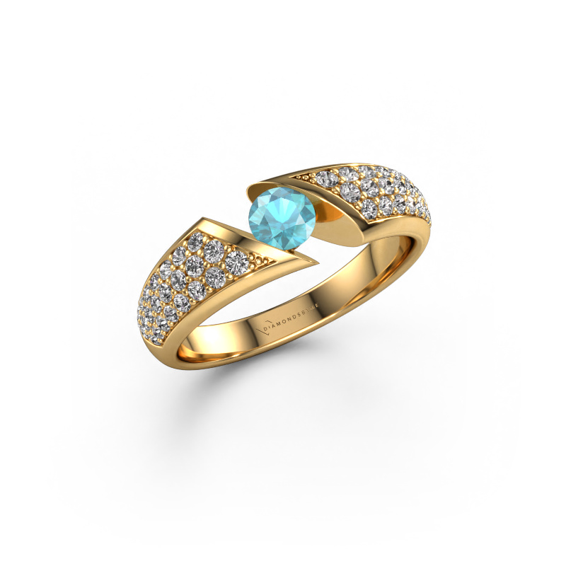 Bild von Verlobungsring Hojalien 3 585 Gold Blau Topas 4.2 mm