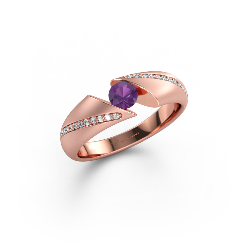 Immagine di Anello di fidanzamento Hojalien 2 585 oro rosa Ametista 4.2 mm