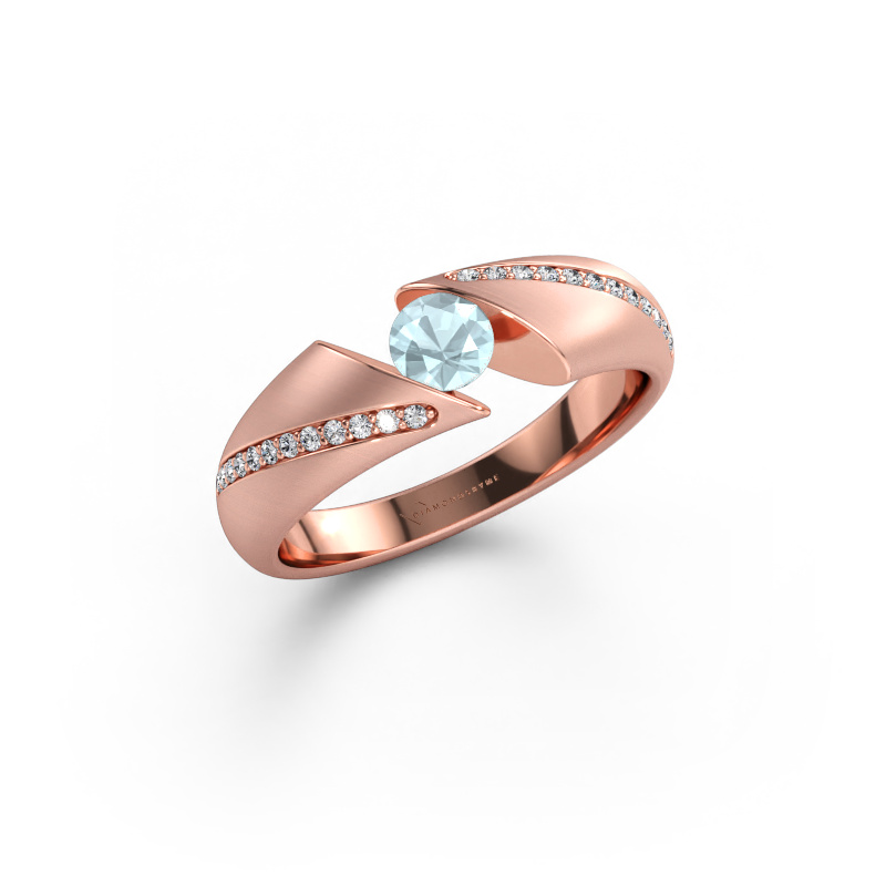 Immagine di Anello Hojalien 2 585 oro rosa Acquamarina 4.2 mm