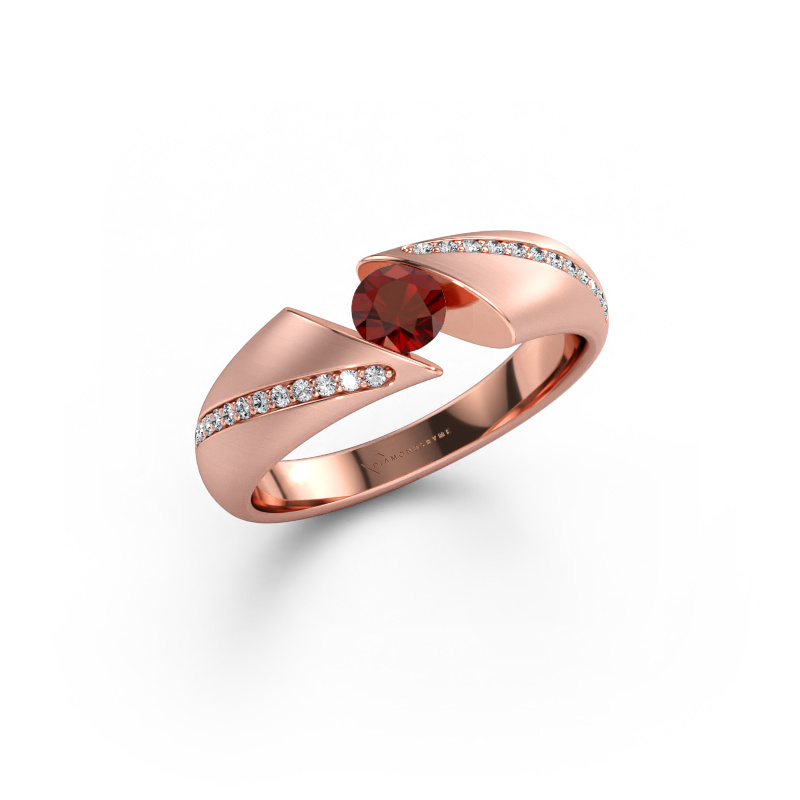 Immagine di Anello Hojalien 2 585 oro rosa Granato 4.2 mm