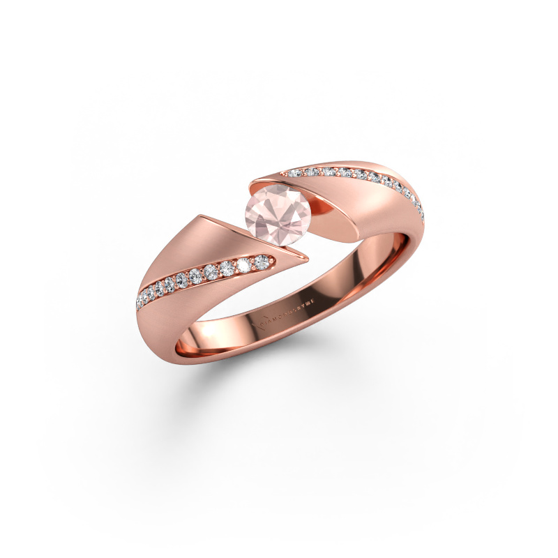 Immagine di Anello Hojalien 2 585 oro rosa Morganite champagne 4.2 mm