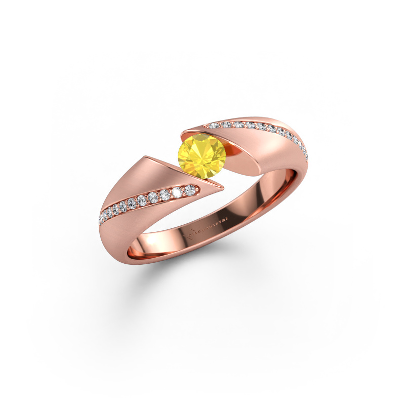 Immagine di Anello di fidanzamento Hojalien 2 585 oro rosa Zaffiro giallo 4.2 mm