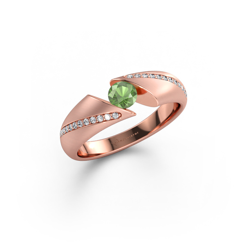 Immagine di Anello Hojalien 2 585 oro rosa Tormalina verde 4.2 mm