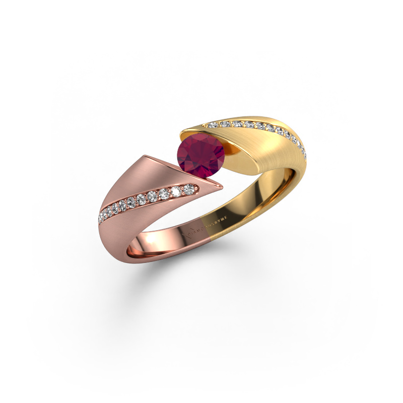 Image de Bague de fiançailles Hojalien 2 585 or rose Rhodolite 4.2 mm