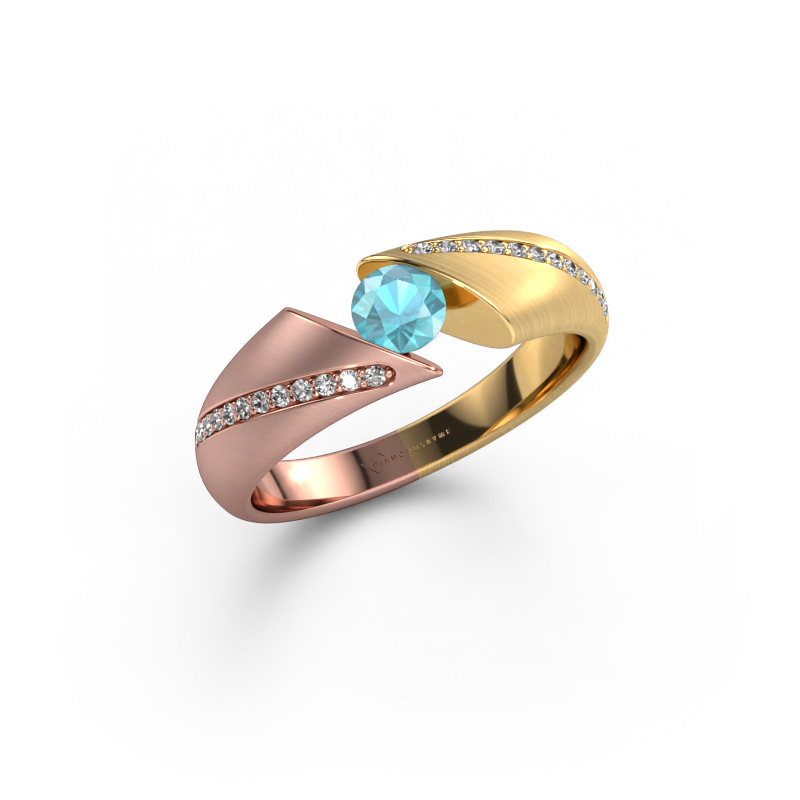 Bild von Verlobungsring Hojalien 2 585 Roségold Blau Topas 4.2 mm