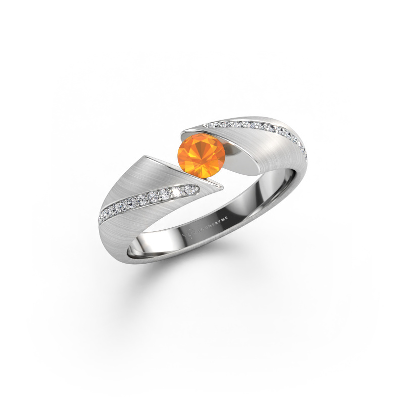 Image de Bague de fiançailles Hojalien 2 585 or blanc Citrine 4.2 mm