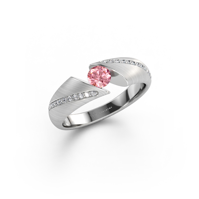 Immagine di Anello Hojalien 2 585 oro bianco Diamante lab grown rosa 4.2 mm