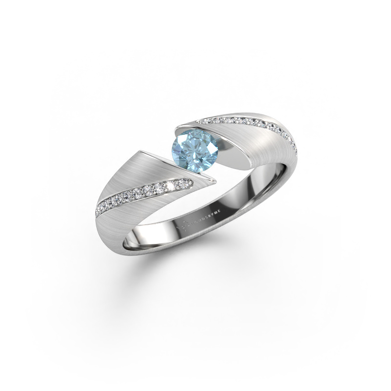 Immagine di Anello Hojalien 2 585 oro bianco Diamante lab grown blu 4.2 mm
