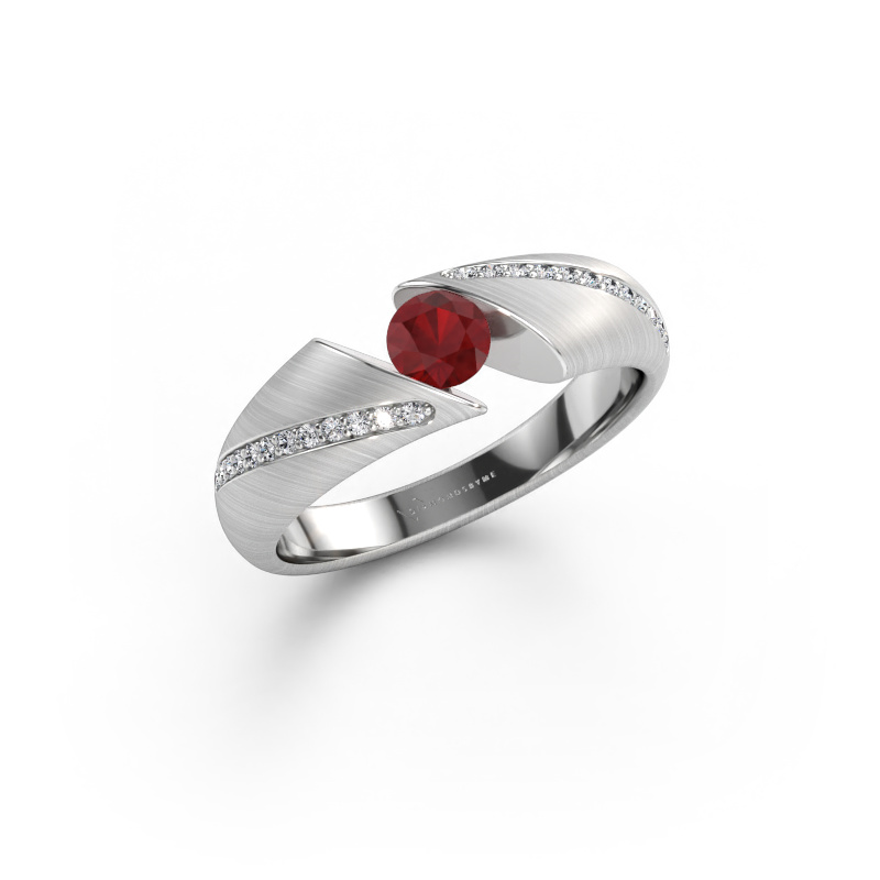 Immagine di Anello Hojalien 2 585 oro bianco Rubino 4.2 mm