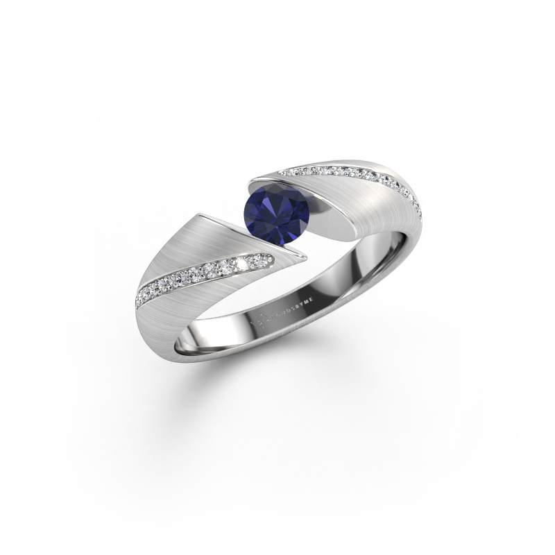 Immagine di Anello di fidanzamento Hojalien 2 585 oro bianco Zaffiro 4.2 mm