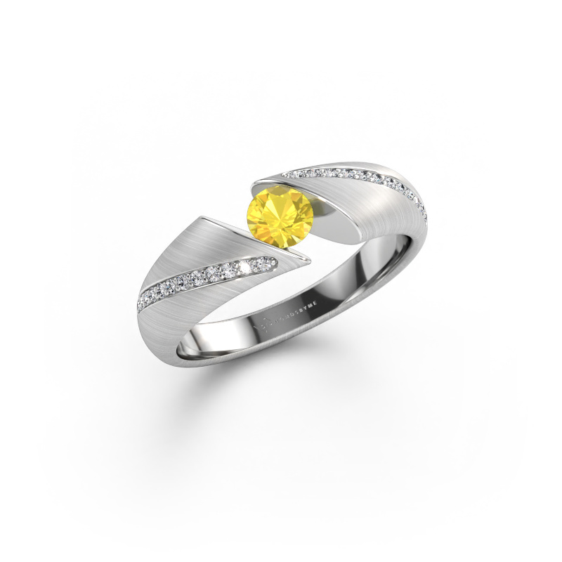 Immagine di Anello Hojalien 2 585 oro bianco Zaffiro giallo 4.2 mm