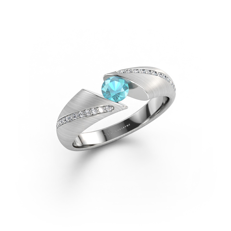 Immagine di Anello Hojalien 2 585 oro bianco Topazio blu 4.2 mm