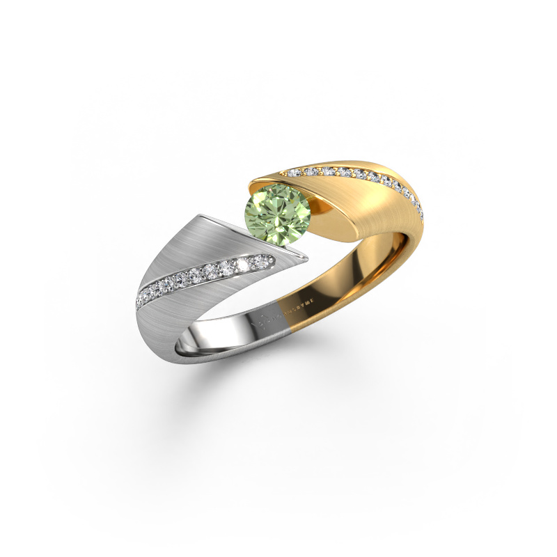 Image of Ring Hojalien 2 585 white gold Green lab grown diamond 4.2 mm