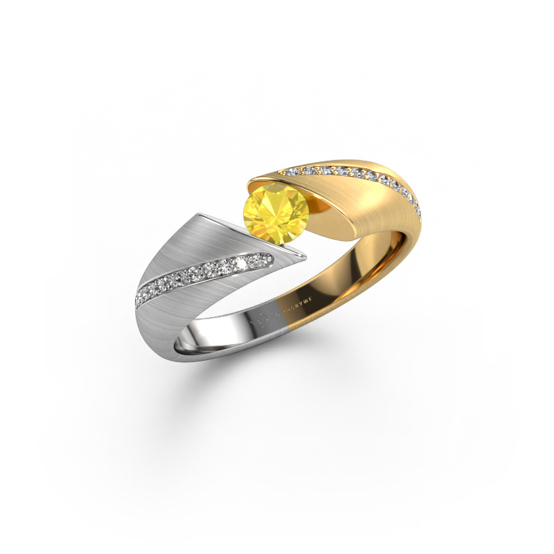 Image de Bague de fiançailles Hojalien 2 585 or blanc Saphir jaune 4.2 mm