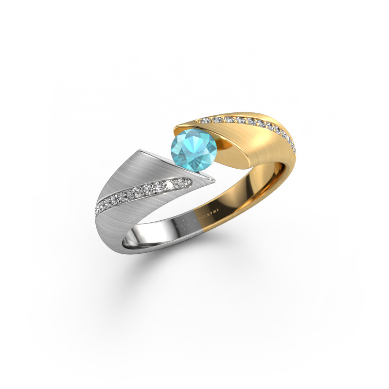 Bild von Verlobungsring Hojalien 2 585 Weißgold Blau Topas 4.2 mm