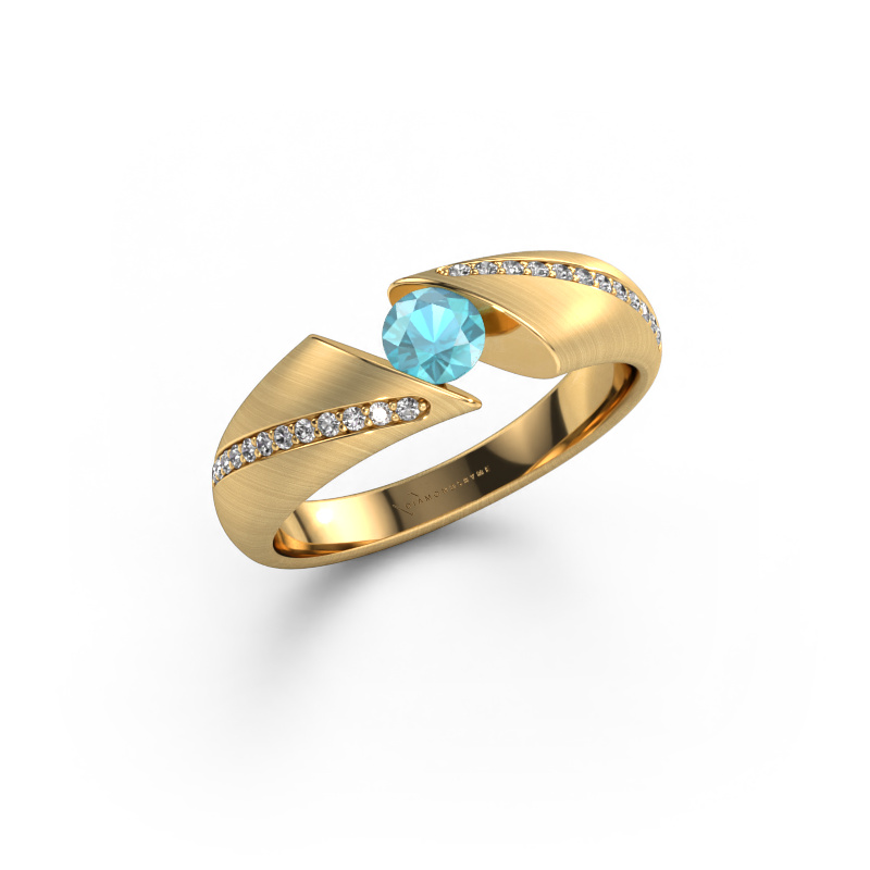 Image de Bague de fiançailles Hojalien 2 585 or jaune Topaze bleue 4.2 mm