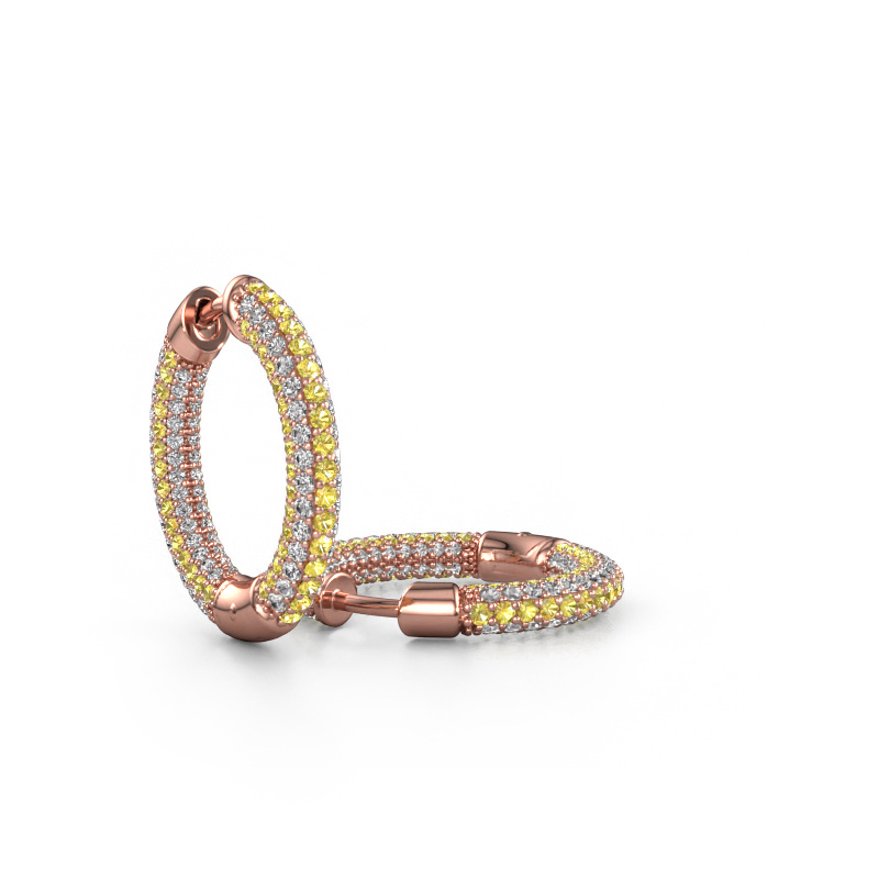 Image of Hoop earrings Hope 13mm 585 rose gold Yellow sapphire 1 mm