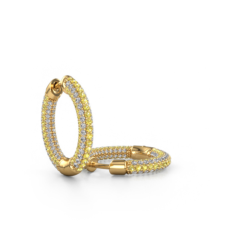 Image of Hoop earrings Hope 13mm 585 gold Yellow sapphire 1 mm