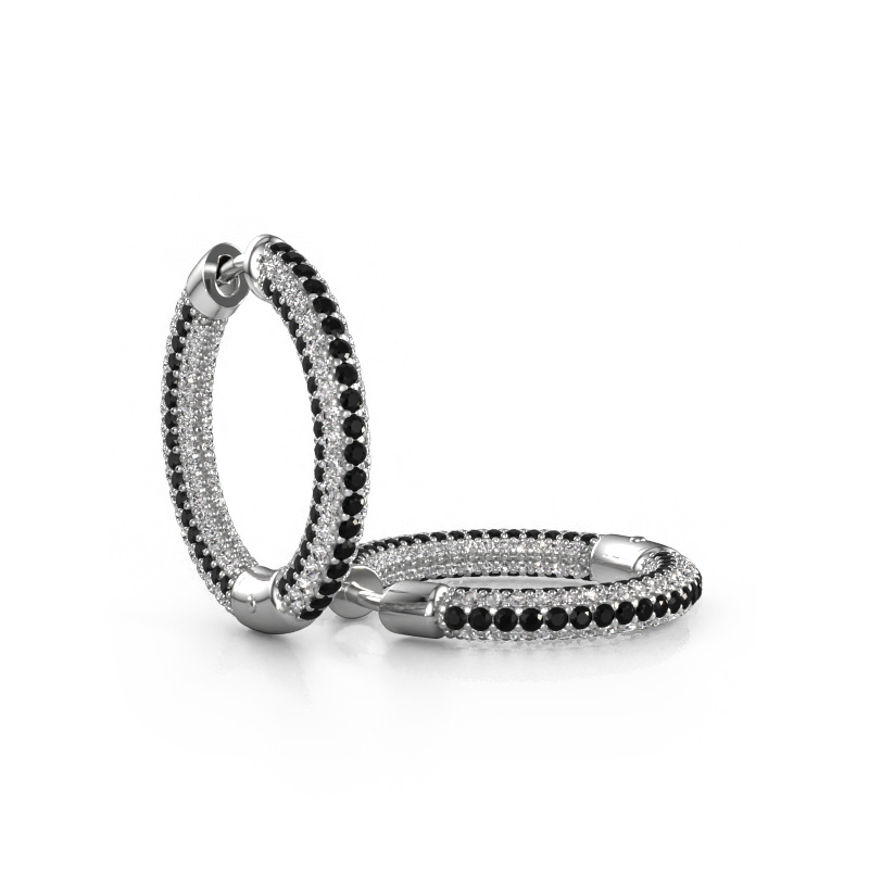Bild von Creole Hope 15mm 585 Weißgold Schwarz Diamant 2.927 crt