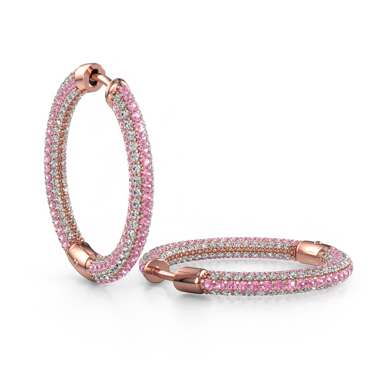 Image of Hoop earrings Hope 20mm 585 rose gold Pink sapphire 1 mm