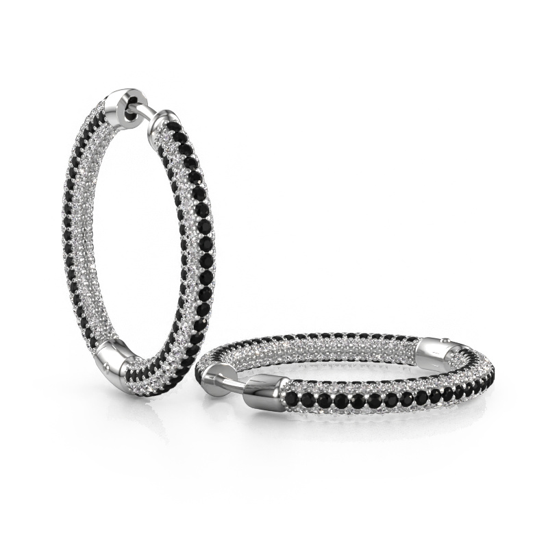 Image of Hoop earrings Hope 20mm 585 white gold Black diamond 3.775 crt