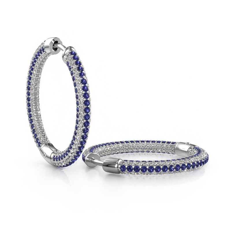 Image of Hoop earrings Hope 20mm 585 white gold Sapphire 1 mm