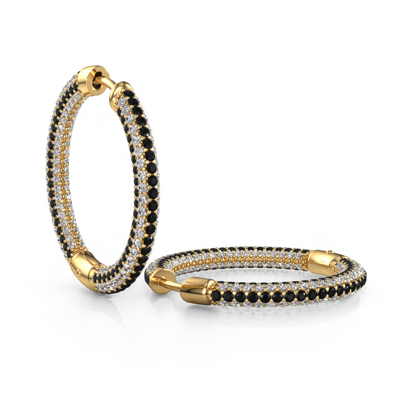 Image of Hoop earrings Hope 20mm 585 gold Black diamond 3.775 crt