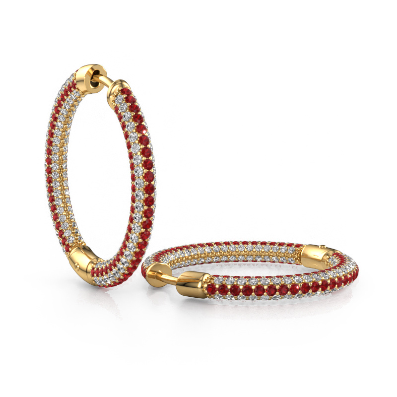 Image of Hoop earrings Hope 20mm 585 gold Ruby 1 mm