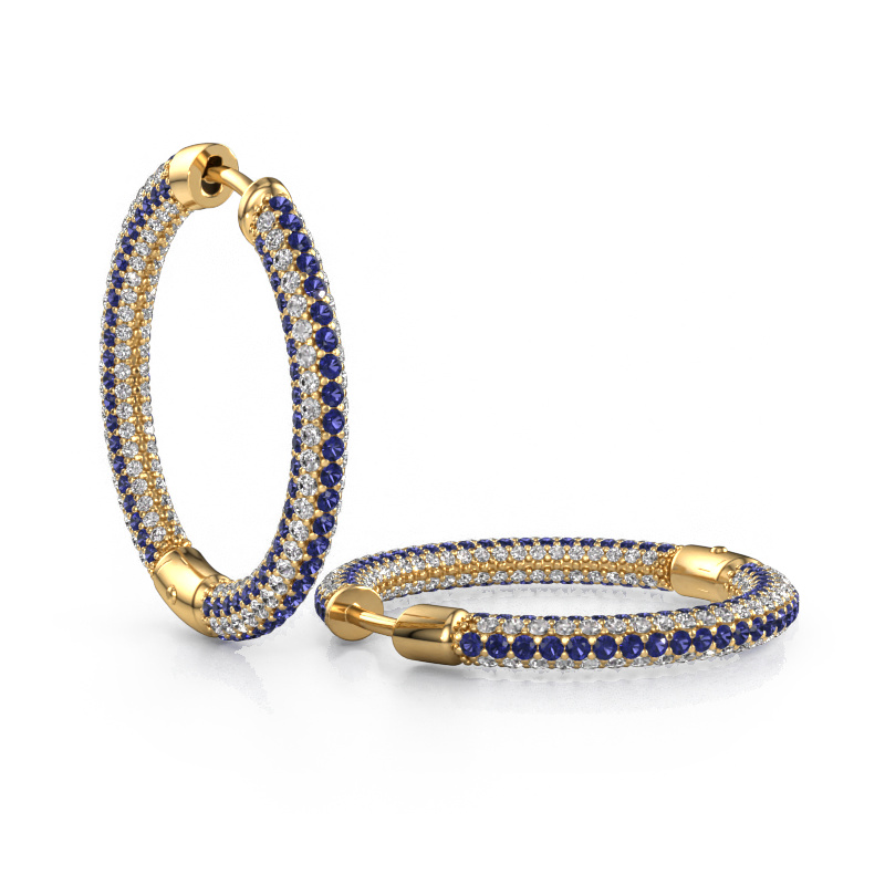 Image of Hoop earrings Hope 20mm 585 gold Sapphire 1 mm