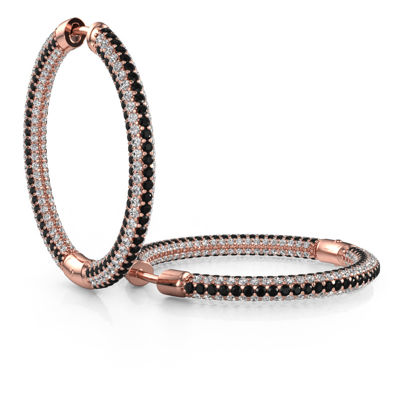 Image of Hoop earrings Hope 25mm 585 rose gold Black diamond 4.809 crt