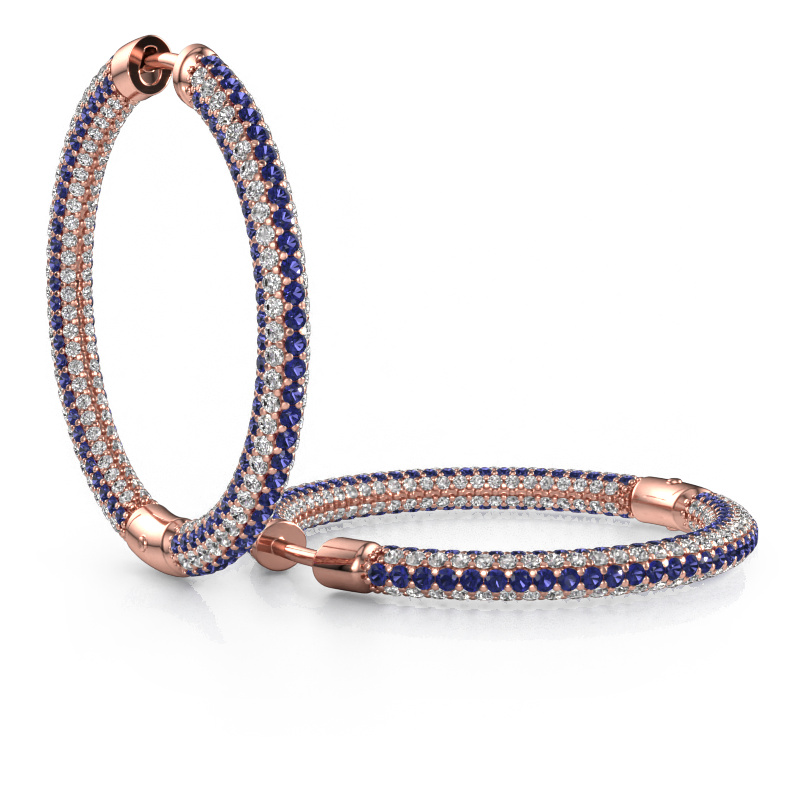 Image of Hoop earrings Hope 25mm 585 rose gold Sapphire 1 mm