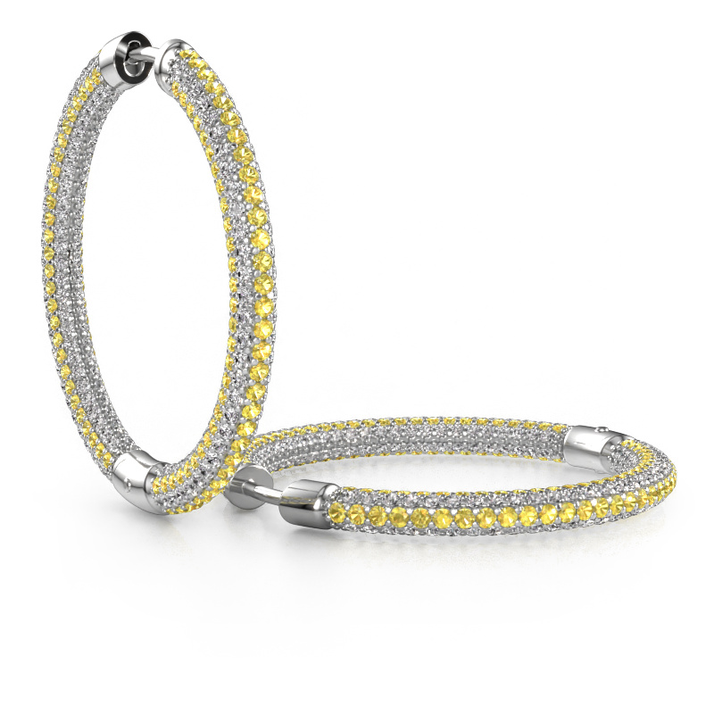 Bild von Creole Hope 25mm 585 Weißgold Gelb Saphir 1 mm