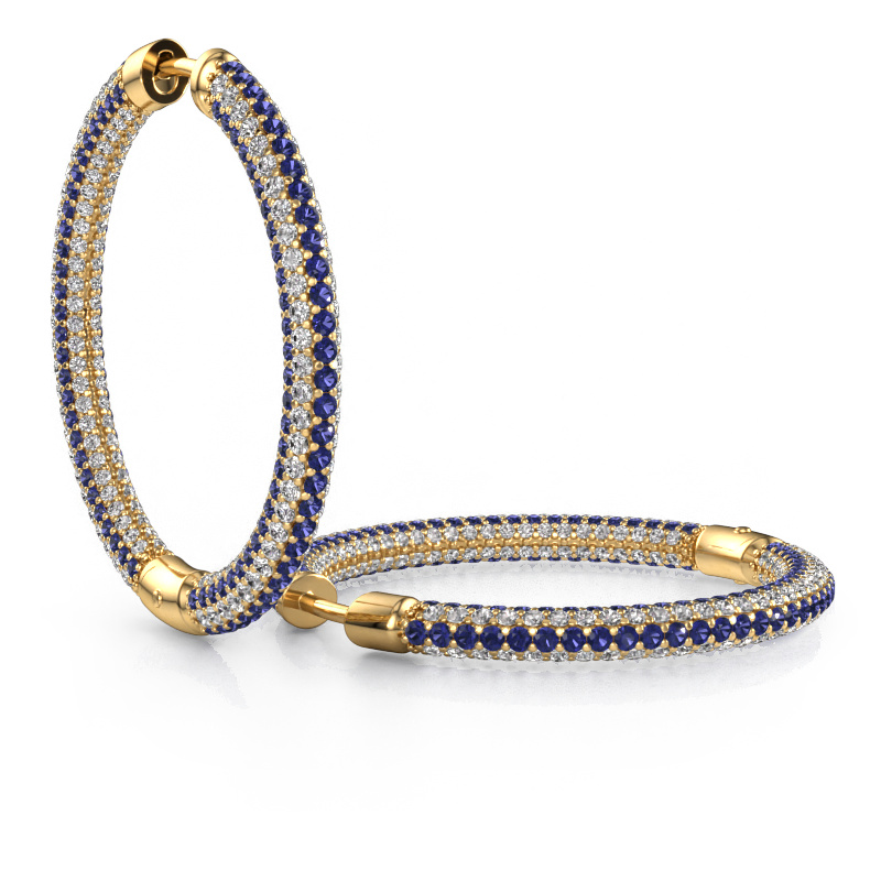 Image of Hoop earrings Hope 25mm 585 gold Sapphire 1 mm