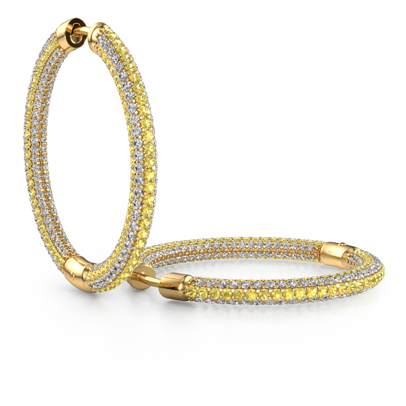 Afbeelding van Creolen Hope 25mm 585 goud Gele saffier 1 mm