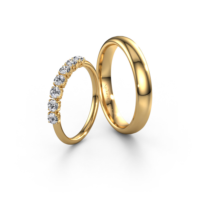 Image de Set Alliances Hyacinth ±4x1.7 mm 14 Carat or jaune Diamant 0.08 crt