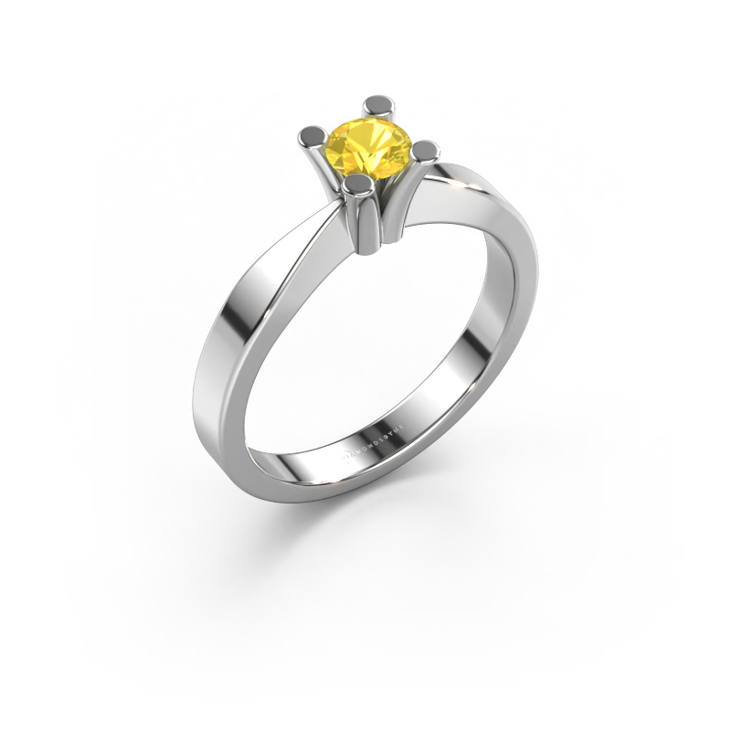 Image de Bague de fiançailles Ichelle 1 950 platine Saphir jaune 4.2 mm