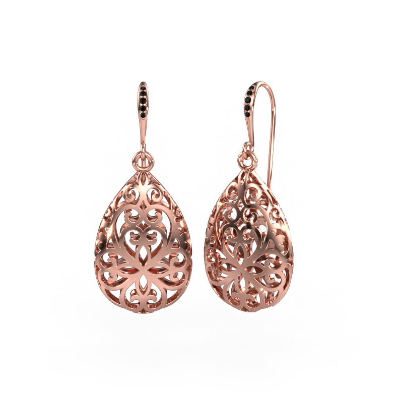 Image of Drop earrings Idalia 1 585 rose gold Black diamond 0.04 crt